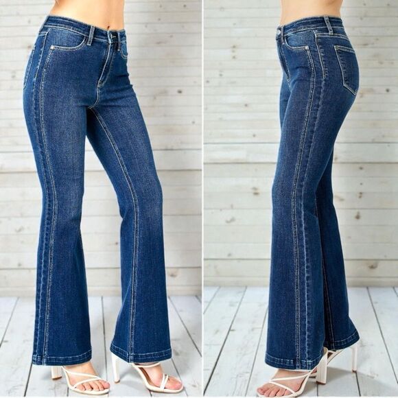 Judy Blue High Rise Angled Side Seam Flare Jeans 13/31 NWT - Picture 7 of 16